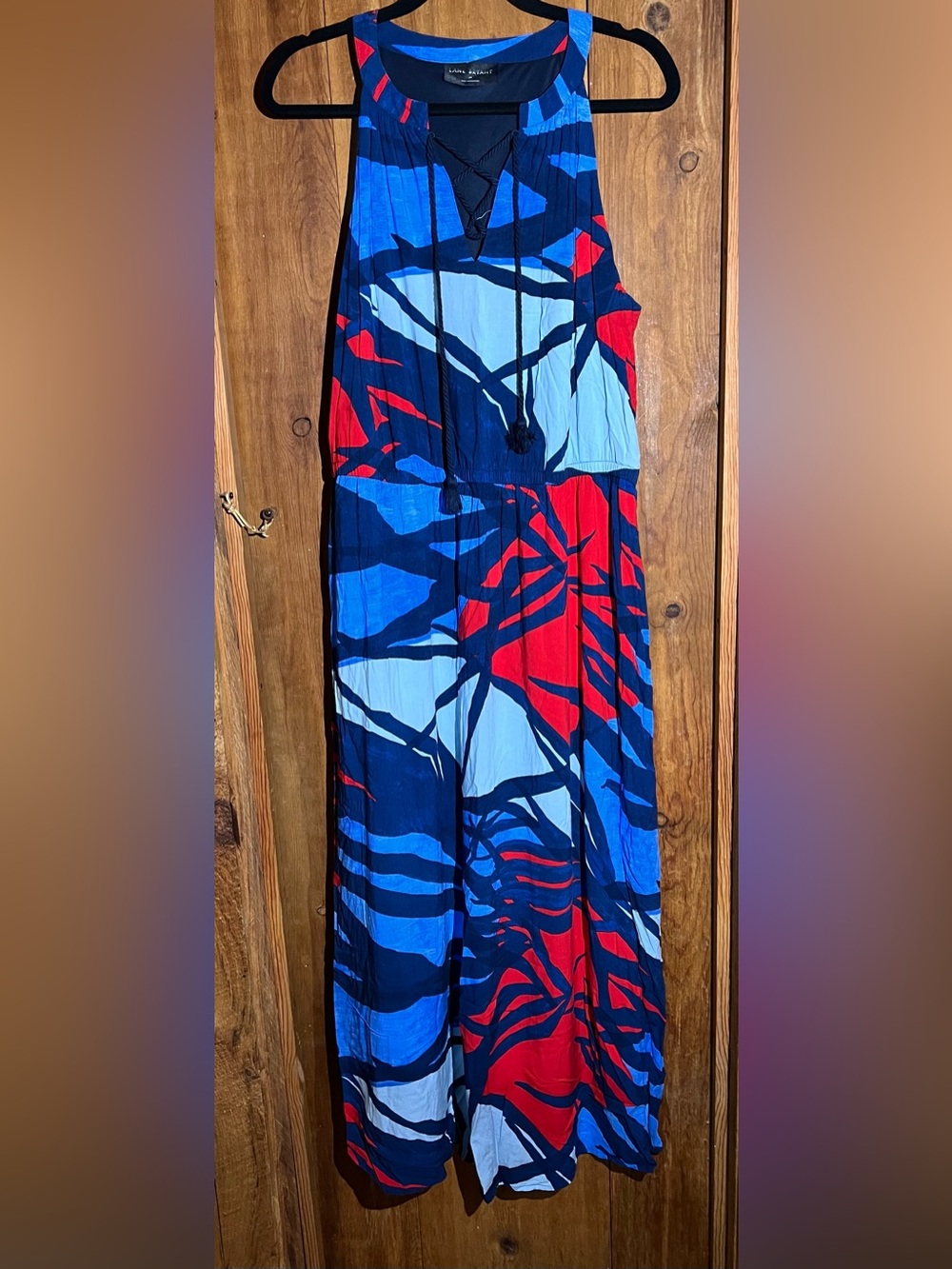 Lane Bryant Blue and Red Abstract Halter Maxi Skirt